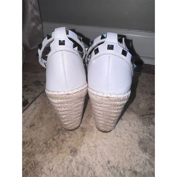 Steven New York Steve Madden McKenna White Espadrille Wedge Sandals Size 10