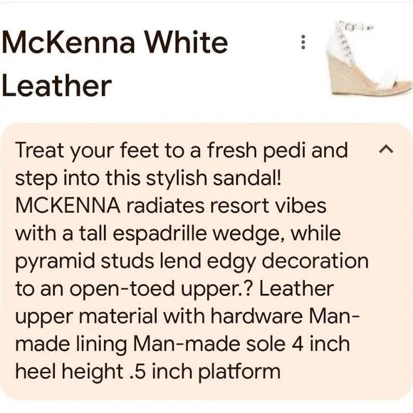 Steven New York Steve Madden McKenna White Espadrille Wedge Sandals Size 10