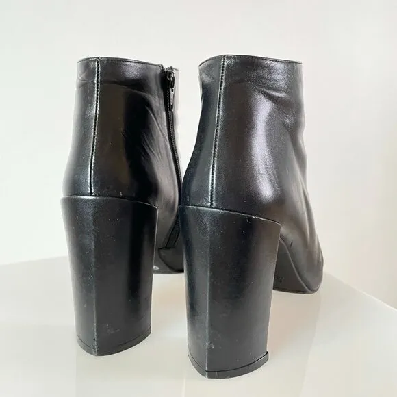 Stuart Weitzman &quot;The Pure Bootie&quot; Leather Almond Toe Boot w Leather Wrapped Heal