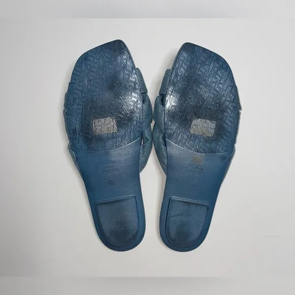 Stuart Weitzman Sofia Bow Denim Slide Sandal Blue Size 8.5