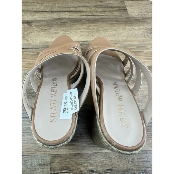 Stuart Weitzman Wedge Sandal Shoe Women's Lilyana Leather Tan Size 10C