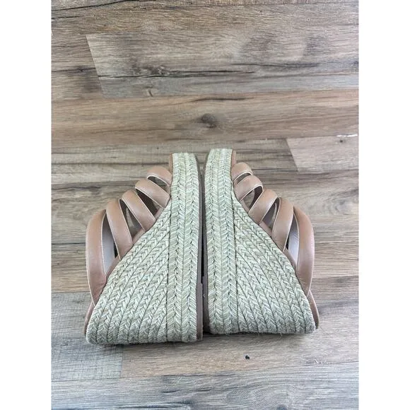 Stuart Weitzman Wedge Sandal Shoe Women's Lilyana Leather Tan Size 10C
