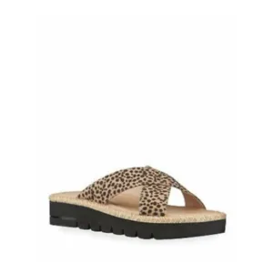 STUART WEITZMAN Womens Brown 1/2&quot; Platform Roza Wedge Slide Sandals 7.5 B