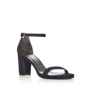 STUART WEITZMAN Womens Navy Nearlynude Round Toe Block Heel Leather Sandals 10 M
