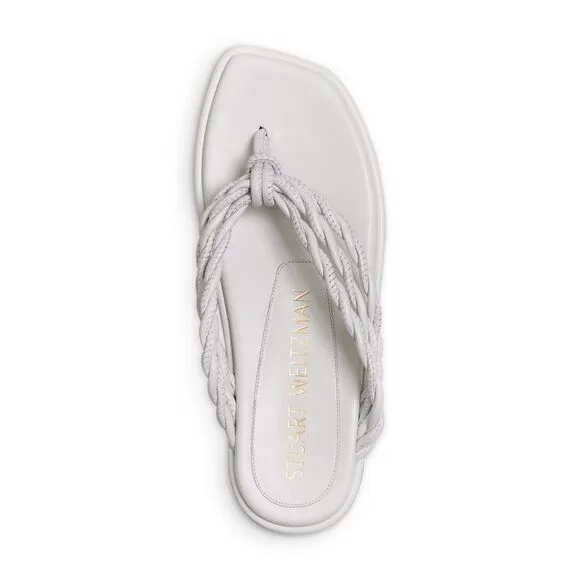 STUART WEITZMAN Womens White Calypso Slip On Leather Thong Sandals 8 B