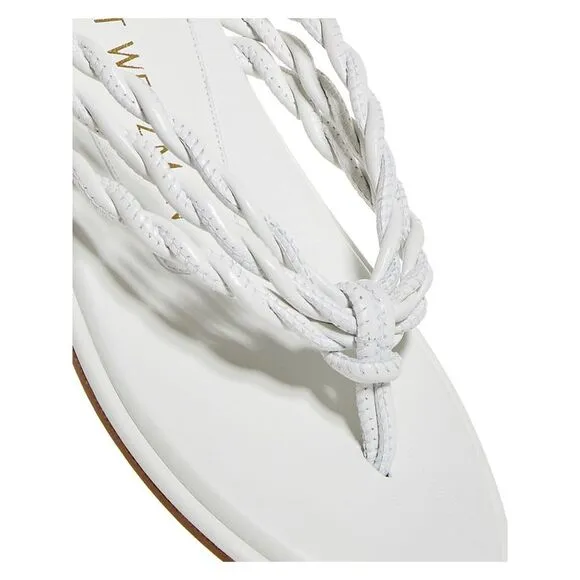 STUART WEITZMAN Womens White Calypso Slip On Leather Thong Sandals 8 B
