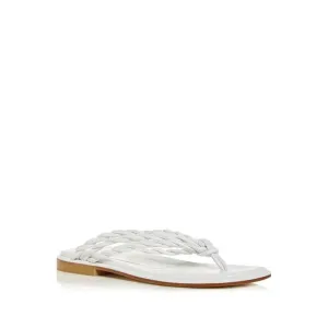STUART WEITZMAN Womens White Calypso Slip On Leather Thong Sandals 8 B