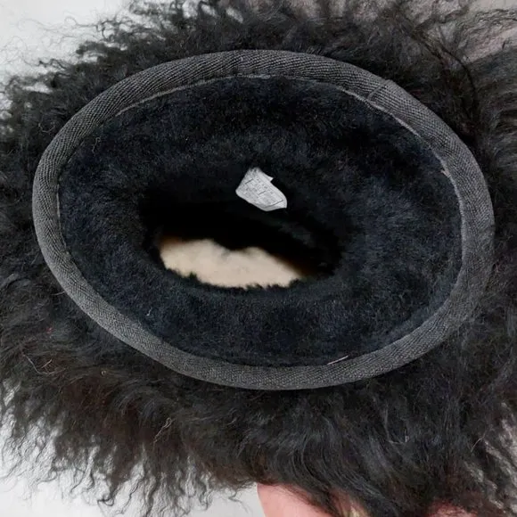 💥STUNNING💥UGG Luxurious Mongolian Curly Lamb Fur &amp; Suede LIDA Boots Black