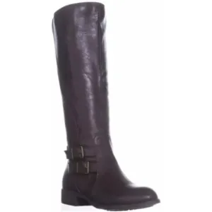 Style &amp; Co. Milahp Women's Brown Leather Double Buckle Knee High Riding Boot 7.5