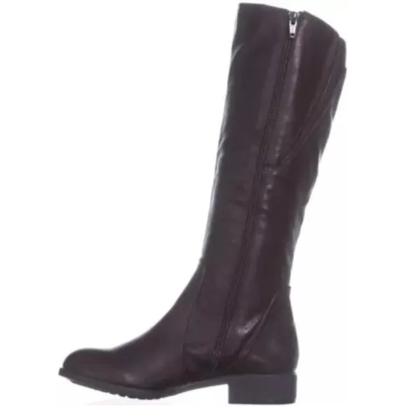 Style &amp; Co. Milahp Women's Brown Leather Double Buckle Knee High Riding Boot 7.5