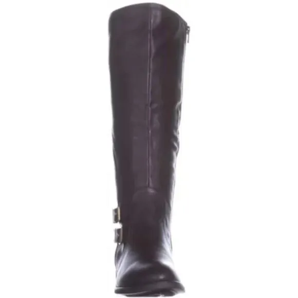 Style &amp; Co. Milahp Women's Brown Leather Double Buckle Knee High Riding Boot 7.5