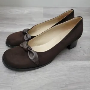 Sudtiroler Schuhe Brown Shoes Slip‎ On Heels Soft Suede Size 41 Bow Pumps Square