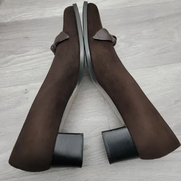 Sudtiroler Schuhe Brown Shoes Slip‎ On Heels Soft Suede Size 41 Bow Pumps Square