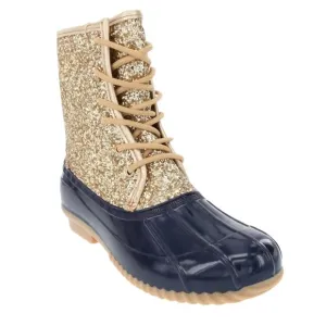Sugar Women's Skylar Glitter Duck Boots Gold Navy Size 6