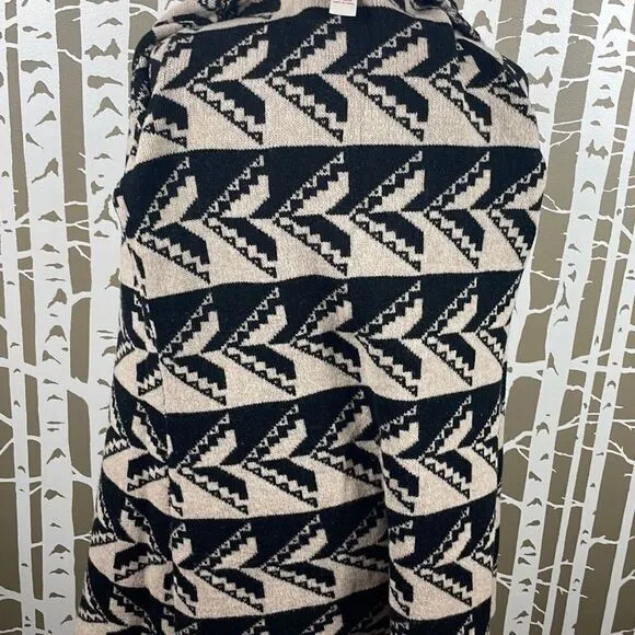 Sundance Geometric Print 100% Lambswool Open Front Cardigan PXS