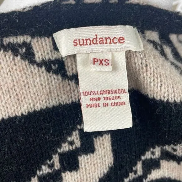 Sundance Geometric Print 100% Lambswool Open Front Cardigan PXS
