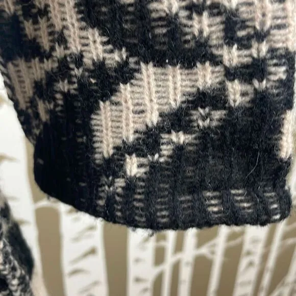 Sundance Geometric Print 100% Lambswool Open Front Cardigan PXS