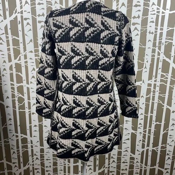 Sundance Geometric Print 100% Lambswool Open Front Cardigan PXS