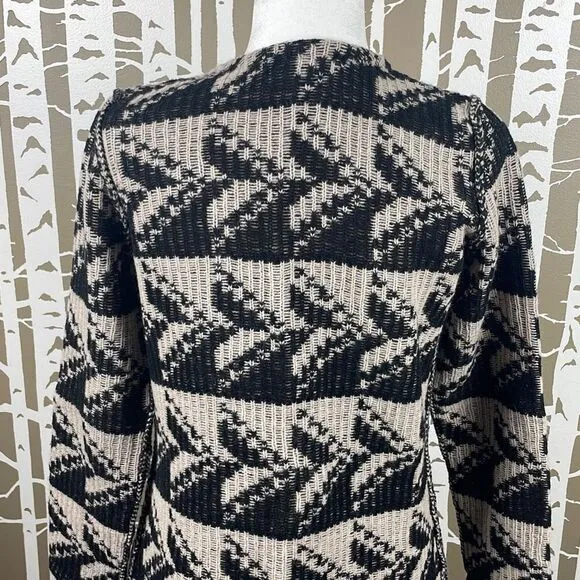Sundance Geometric Print 100% Lambswool Open Front Cardigan PXS