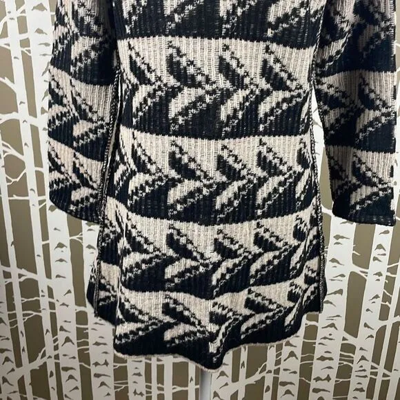 Sundance Geometric Print 100% Lambswool Open Front Cardigan PXS