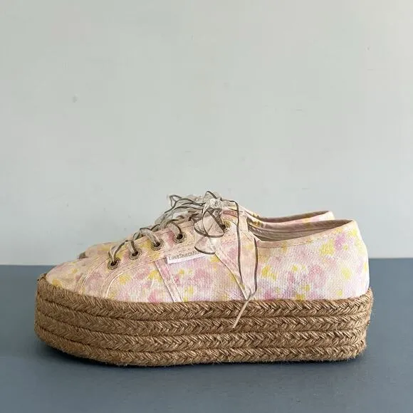 Superga x LoveShackFancy 2790 Dreaming Daisies Perky Peach Platform Sneakers