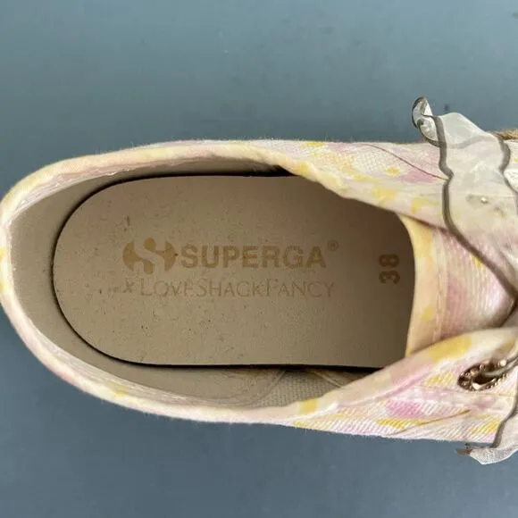 Superga x LoveShackFancy 2790 Dreaming Daisies Perky Peach Platform Sneakers