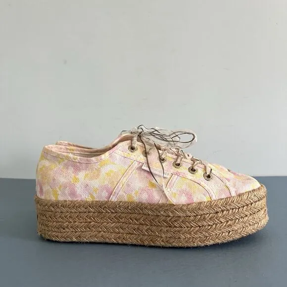 Superga x LoveShackFancy 2790 Dreaming Daisies Perky Peach Platform Sneakers
