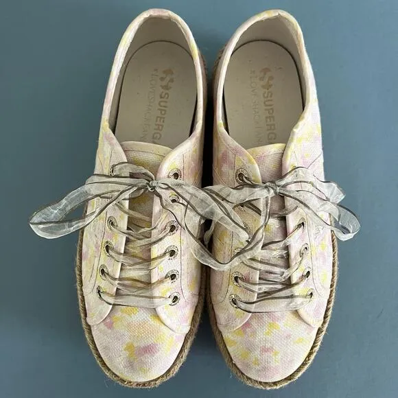 Superga x LoveShackFancy 2790 Dreaming Daisies Perky Peach Platform Sneakers