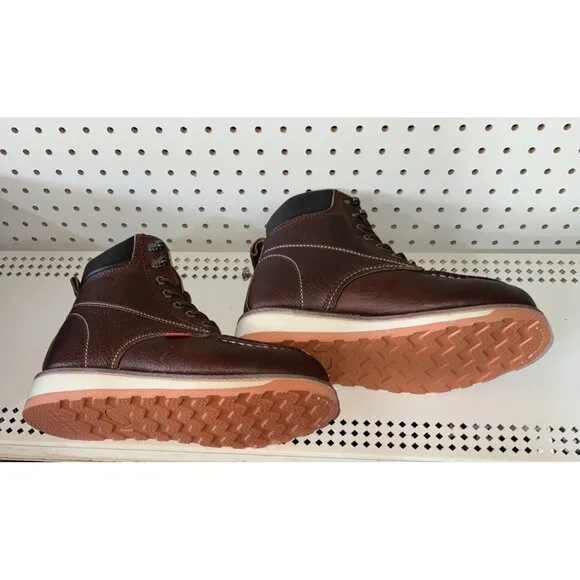 Sureway Mens Leather Waterproof Slip Resistant Soft Toe Work Boots Size 10 Brown