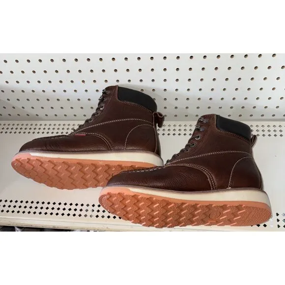 Sureway Mens Leather Waterproof Slip Resistant Soft Toe Work Boots Size 10 Brown