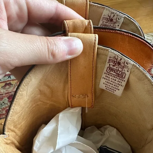 Tan Ostrich Leather Cowboy Boots with Decorative Stitching Made in Mexico