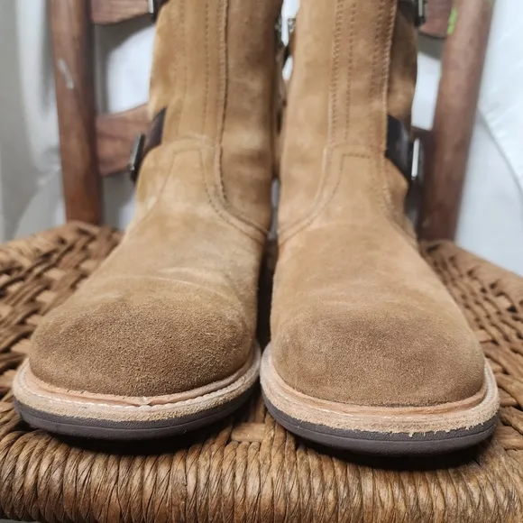 Tan Suede Mens UGG‎ Ankle Boots Sherpa Jaren Biker Pull On 9.5