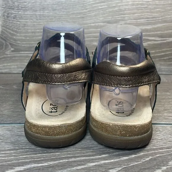 Taos Grand Z Women’s Sz 10 Metallic Bronze Leather Strappy Hook &amp; Loop Sandals