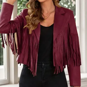 Tassel Tango Cropped Jacket - Deep Magenta