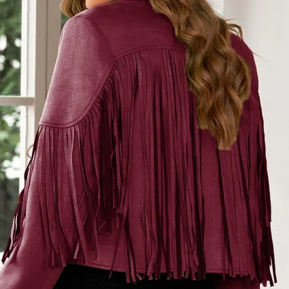 Tassel Tango Cropped Jacket - Deep Magenta