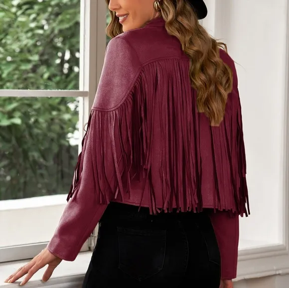 Tassel Tango Cropped Jacket - Deep Magenta