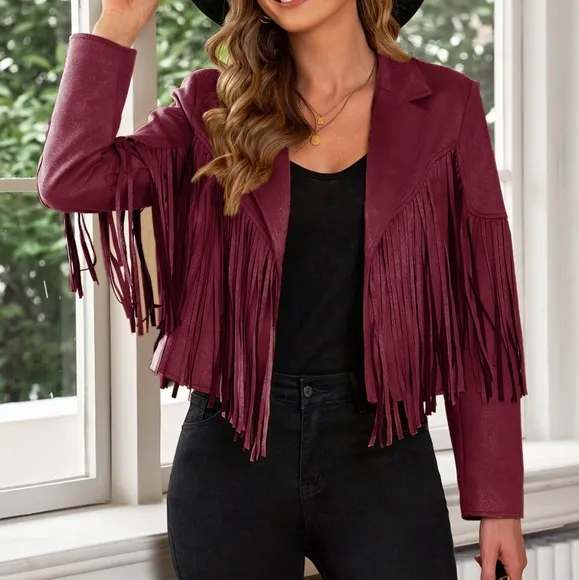 Tassel Tango Cropped Jacket - Deep Magenta