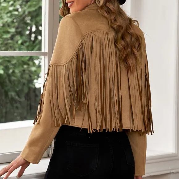 Tassel Tango Cropped Jacket - Tan