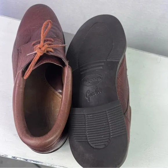 TAUER &amp; JOHNSON Shoes Oxford Mens 12 Brown Handcrafted Leather Lace Up