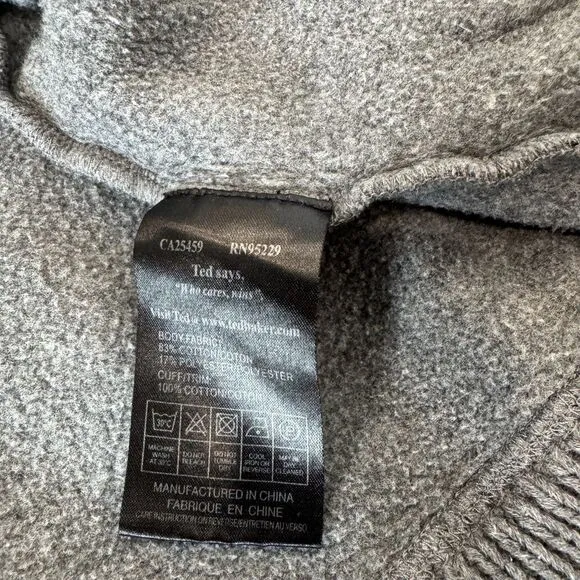Ted Baker Cotton Blend Zip Up Gray Jacket Sweater Front Pouch Pocket Warm Lining