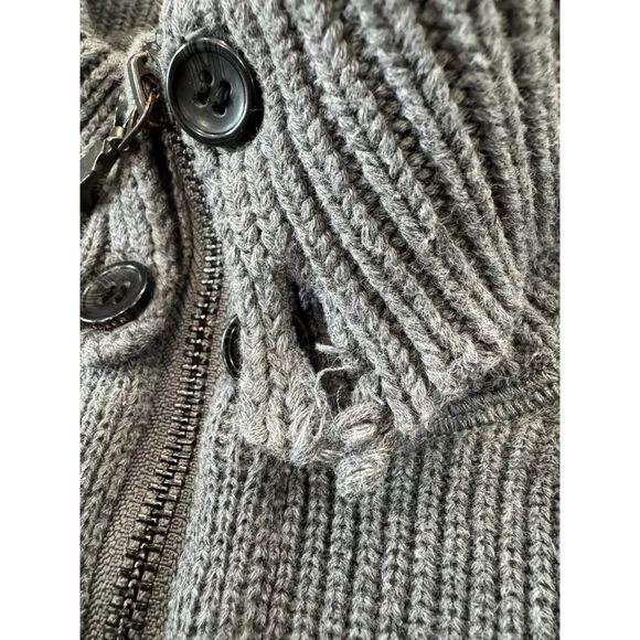 Ted Baker Cotton Blend Zip Up Gray Jacket Sweater Front Pouch Pocket Warm Lining