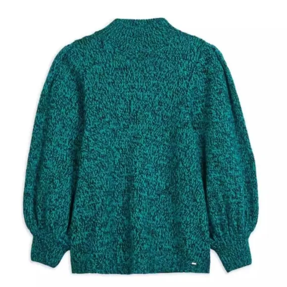 Ted Baker Elvina Cashmere Wool Blend Blouson Sleeve Bright Green Sweater Size 1
