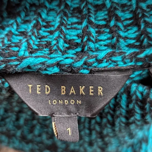Ted Baker Elvina Cashmere Wool Blend Blouson Sleeve Bright Green Sweater Size 1