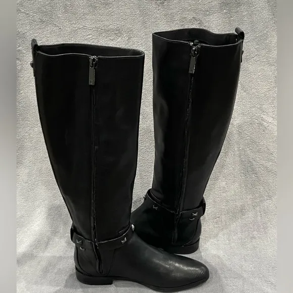 TED BAKER London Plannia Bow Knee High Boots Black Leather Women’s Size 35 New