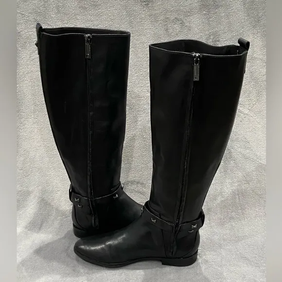 TED BAKER London Plannia Bow Knee High Boots Black Leather Women’s Size 35 New