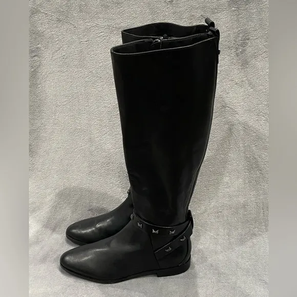 TED BAKER London Plannia Bow Knee High Boots Black Leather Women’s Size 35 New
