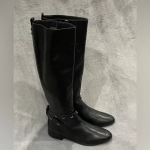 TED BAKER London Plannia Bow Knee High Boots Black Leather Women’s Size 35 New