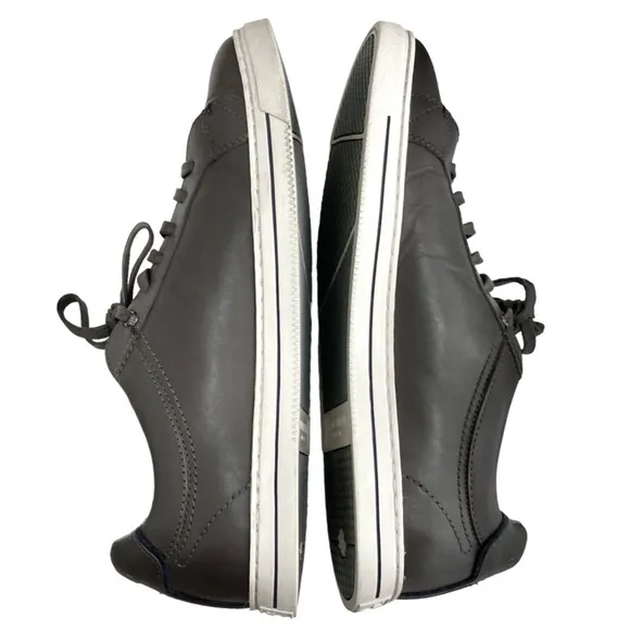 TED BAKER LONDON THAWNE Dark Grey Leather Trainers Sneakers