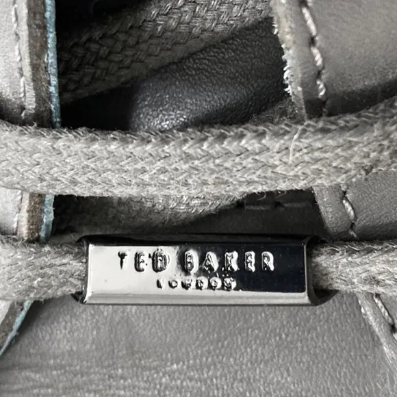 TED BAKER LONDON THAWNE Dark Grey Leather Trainers Sneakers