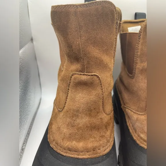 The North Face Mens 8.5 Brown Suede Waterproof Snow Boots Heat Seeker Barn Warm